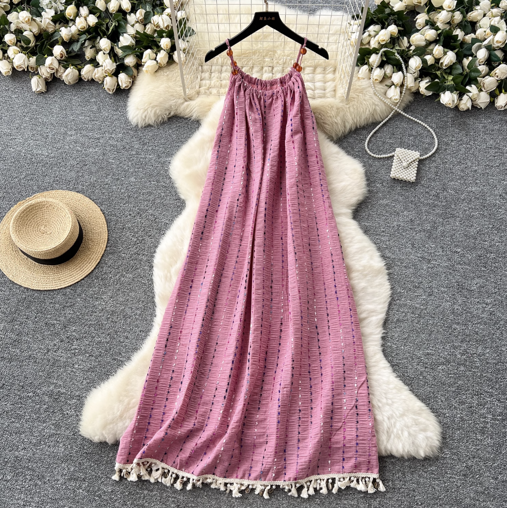 Niche Colorful Embroidered Slip Dress