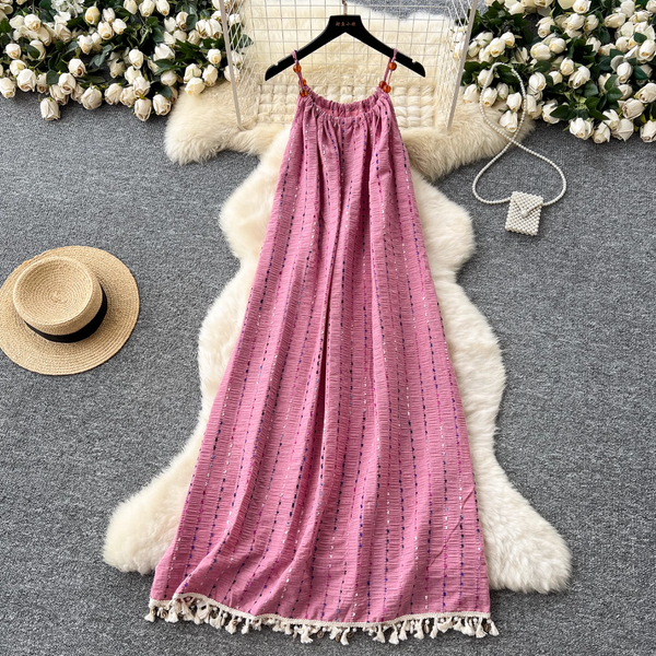 Niche Colorful Embroidered Slip Dress