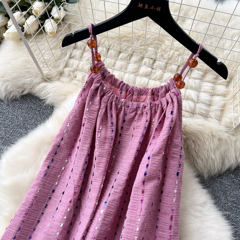 Niche Colorful Embroidered Slip Dress