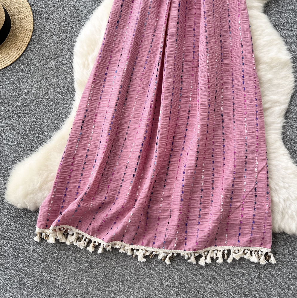 Niche Colorful Embroidered Slip Dress