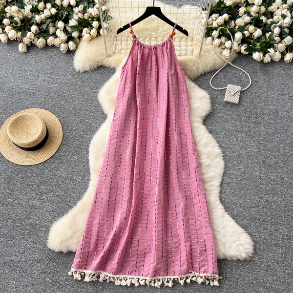 Niche Colorful Embroidered Slip Dress