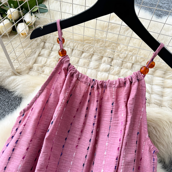 Niche Colorful Embroidered Slip Dress