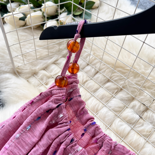 Niche Colorful Embroidered Slip Dress