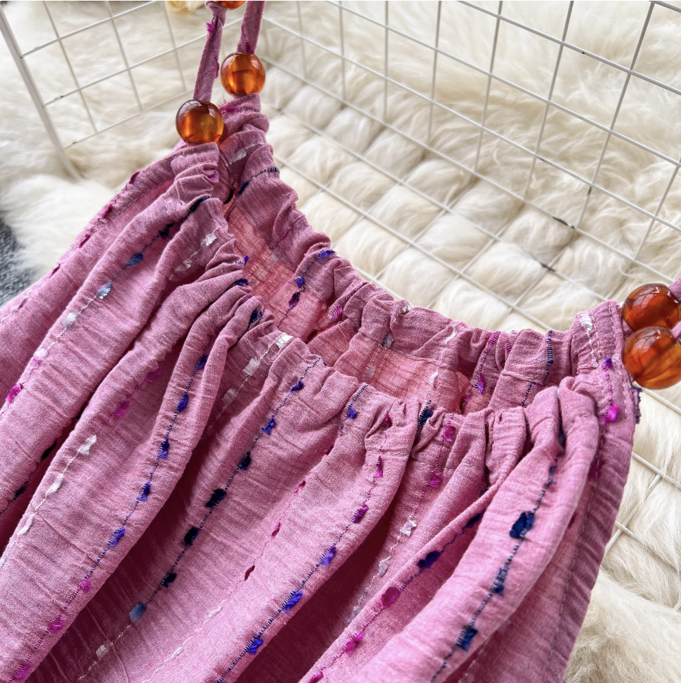 Niche Colorful Embroidered Slip Dress