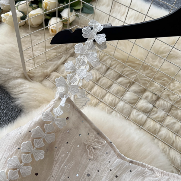 Vintage Sequined Floral Strap Dress