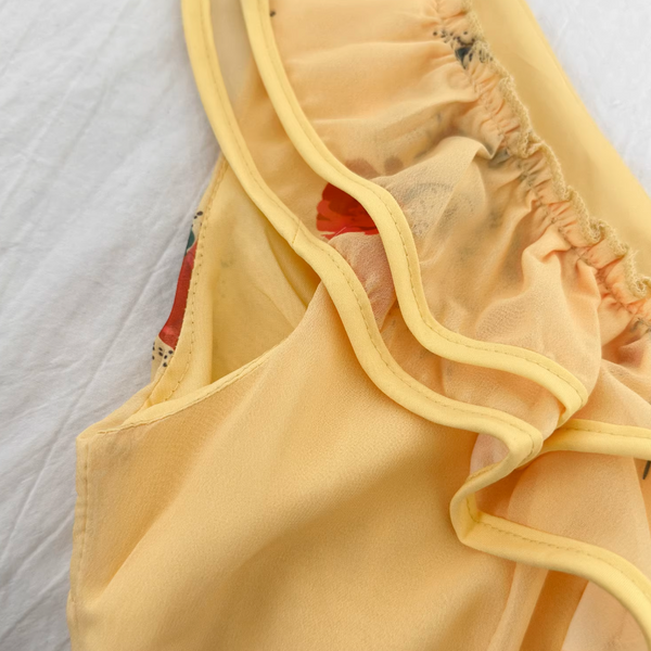 Sweetie Ruffled Floral Yellow Chiffon Dress