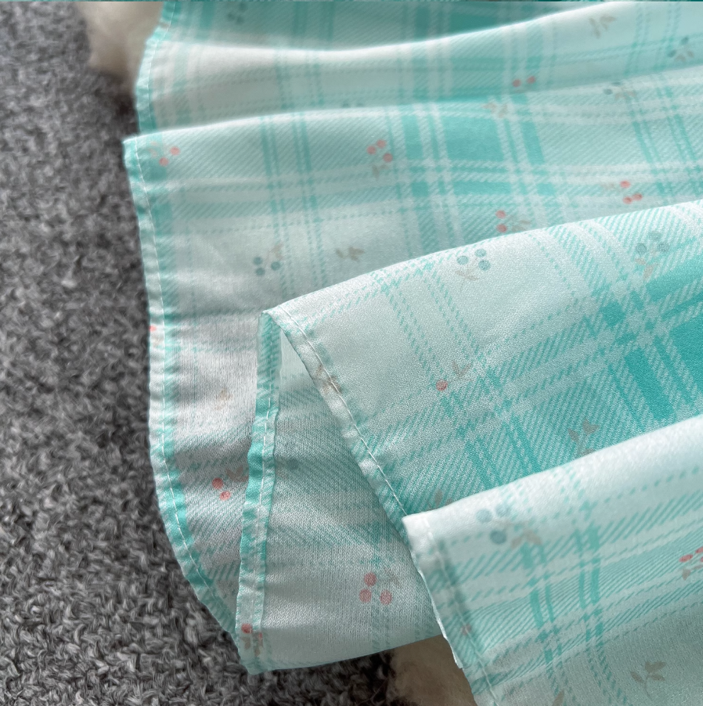 Mori Backless Plaid Green Slip Dress