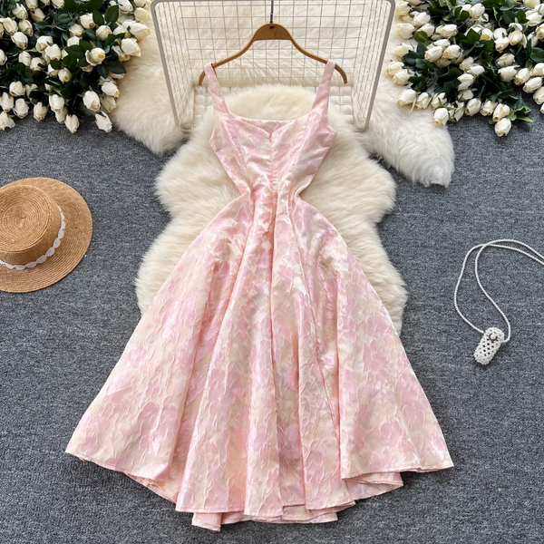 Vintage Jacquard Puffy Slip Dress