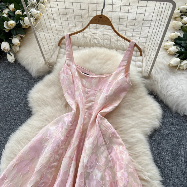 Vintage Jacquard Puffy Slip Dress
