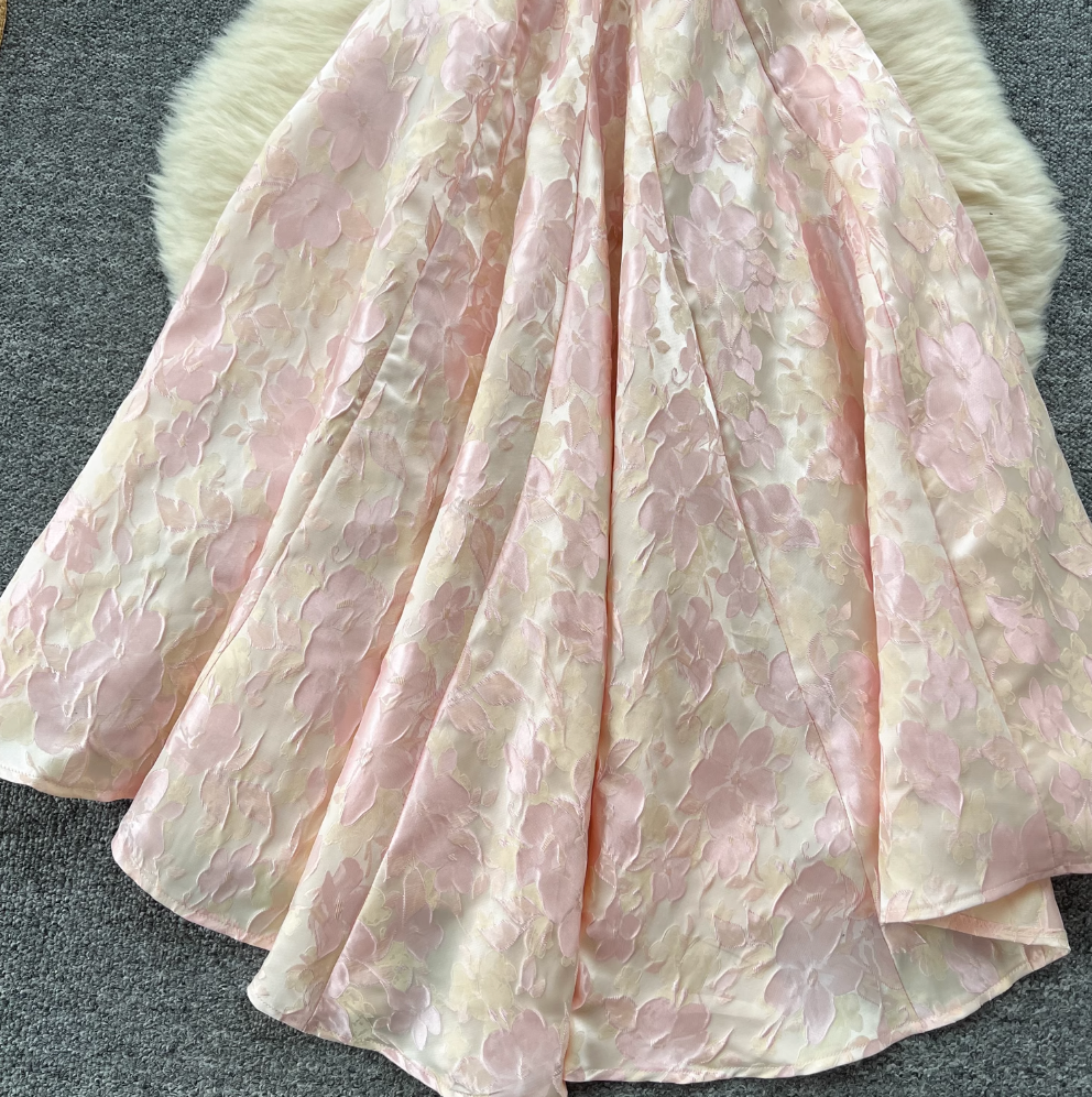 Vintage Jacquard Puffy Slip Dress