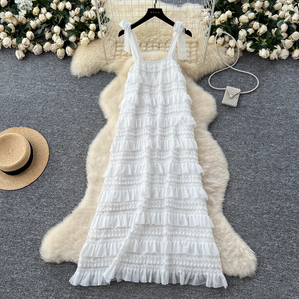 Fairy White Layered Chiffon Slip Dress