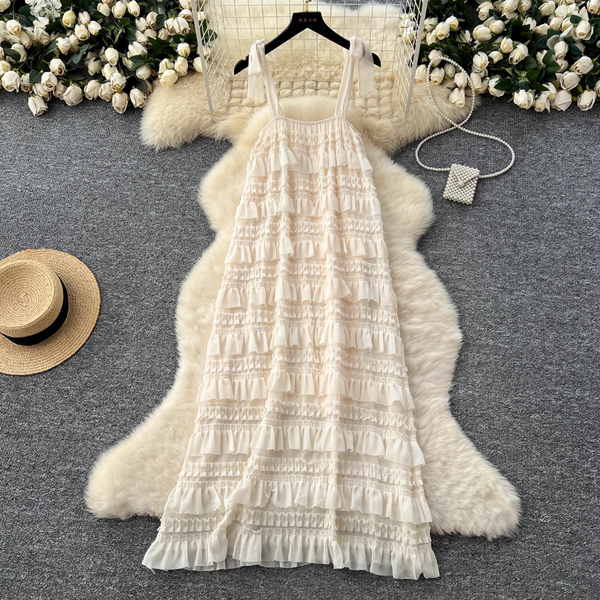 Fairy White Layered Chiffon Slip Dress