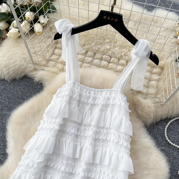 Fairy White Layered Chiffon Slip Dress