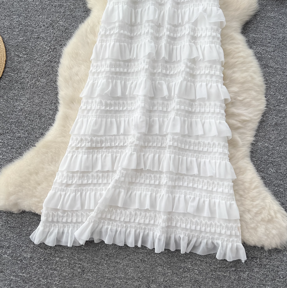 Fairy White Layered Chiffon Slip Dress