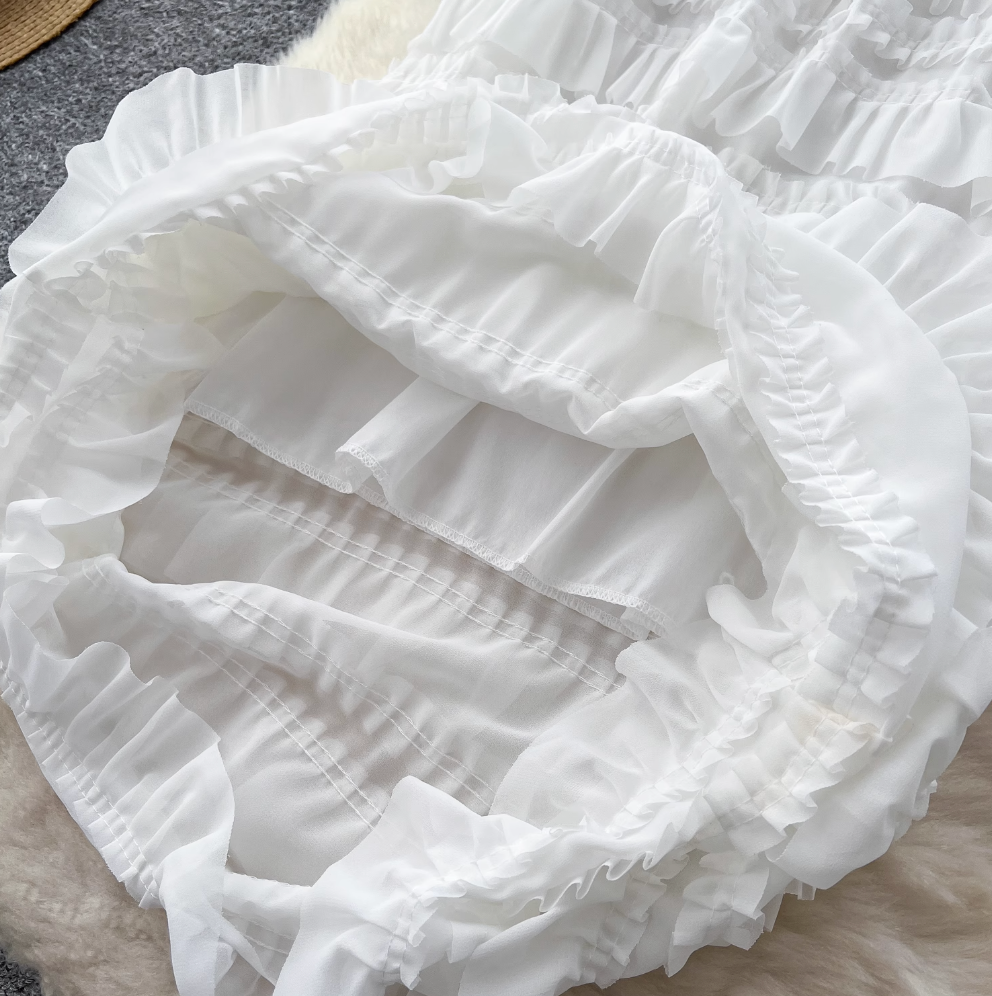Fairy White Layered Chiffon Slip Dress