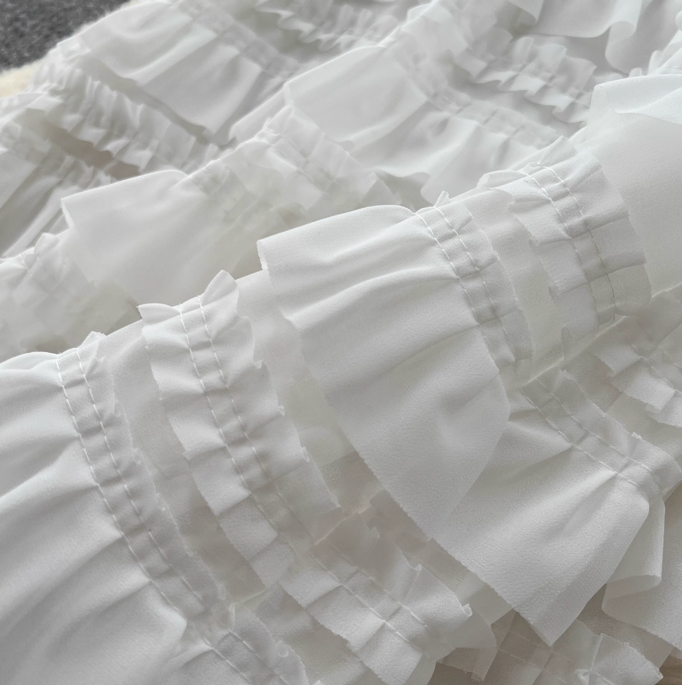 Fairy White Layered Chiffon Slip Dress