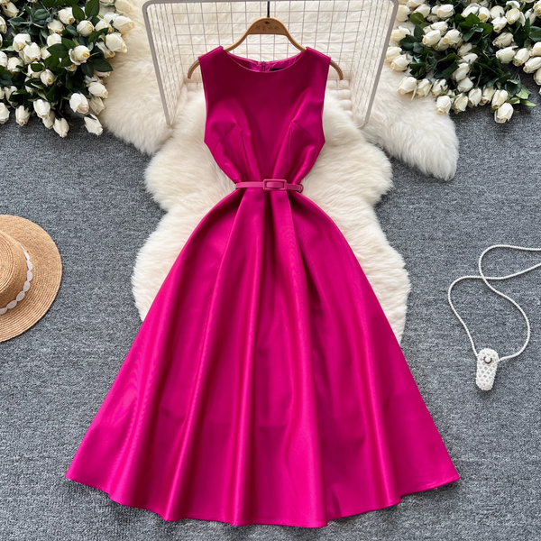High-end Sleeveless Dress with Belt