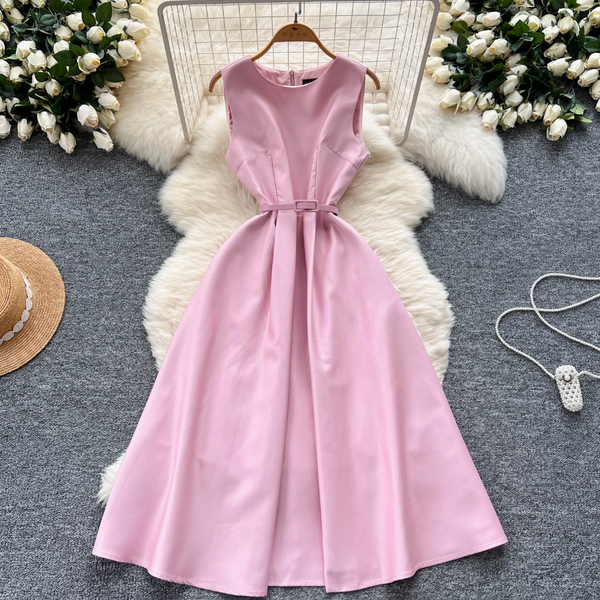 High-end Sleeveless Dress with Belt