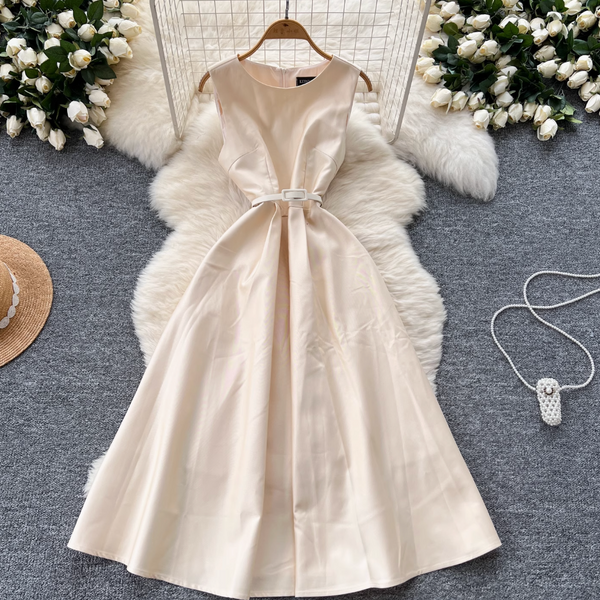 High-end Sleeveless Dress with Belt