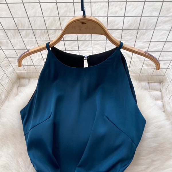 High-end Fishtail Satin Halter Dress