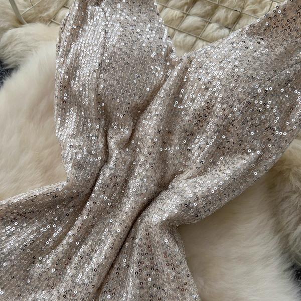 Shiny Sequin Patchwork Mesh Dress