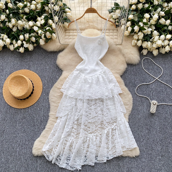 Irregular Design Lace Patchwork Slip Dress