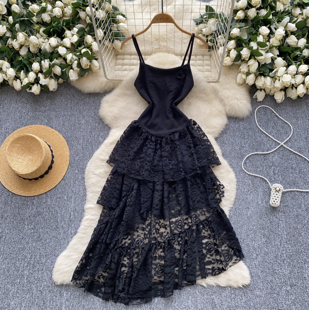 Irregular Design Lace Patchwork Slip Dress