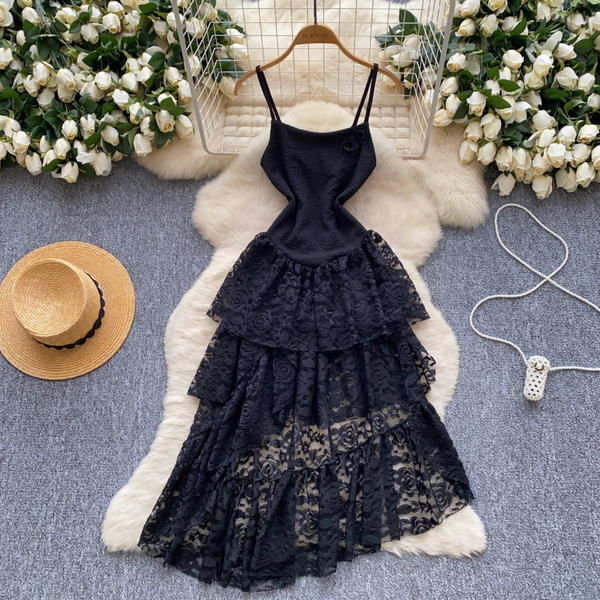 Irregular Design Lace Patchwork Slip Dress
