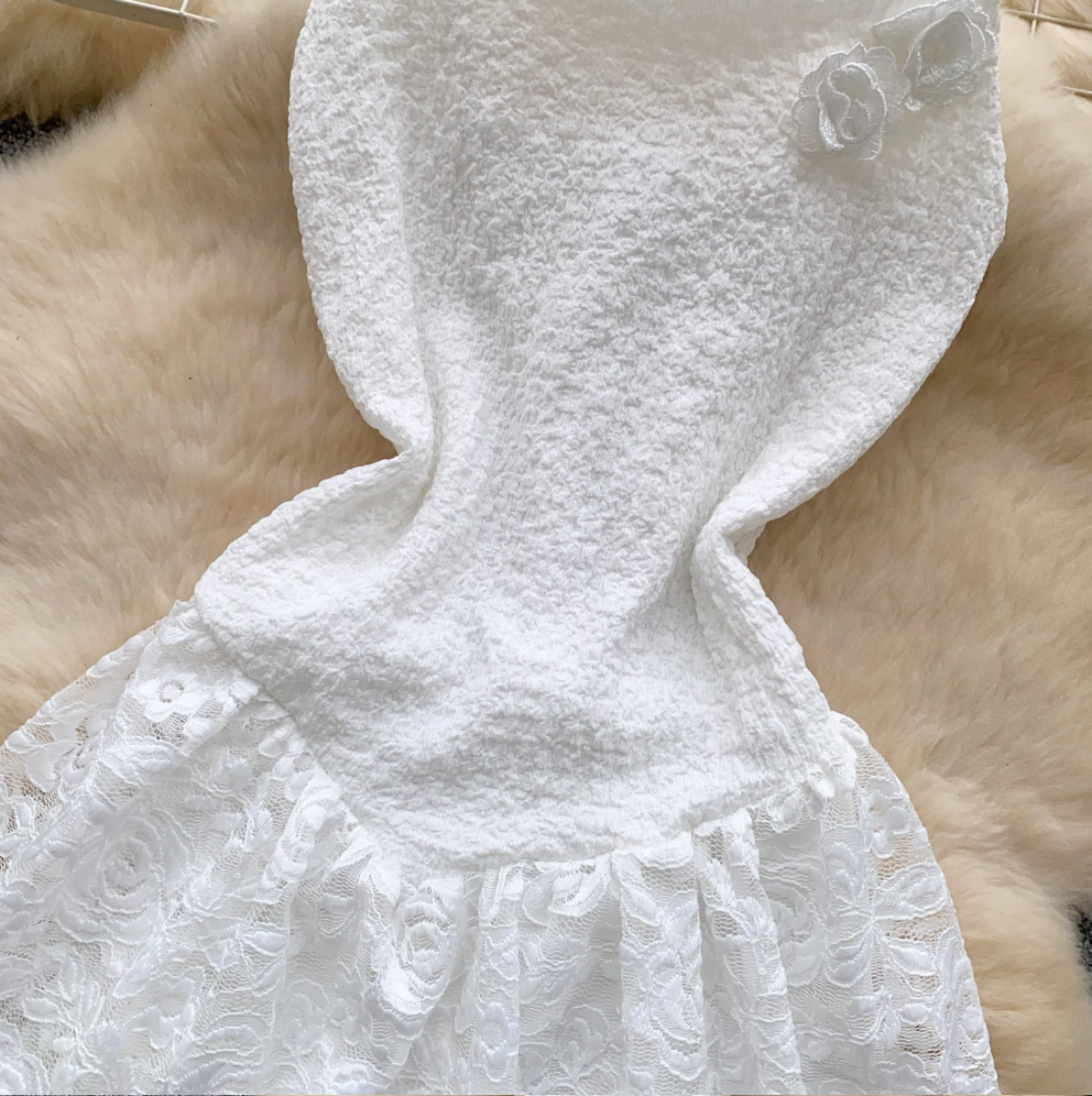 Irregular Design Lace Patchwork Slip Dress