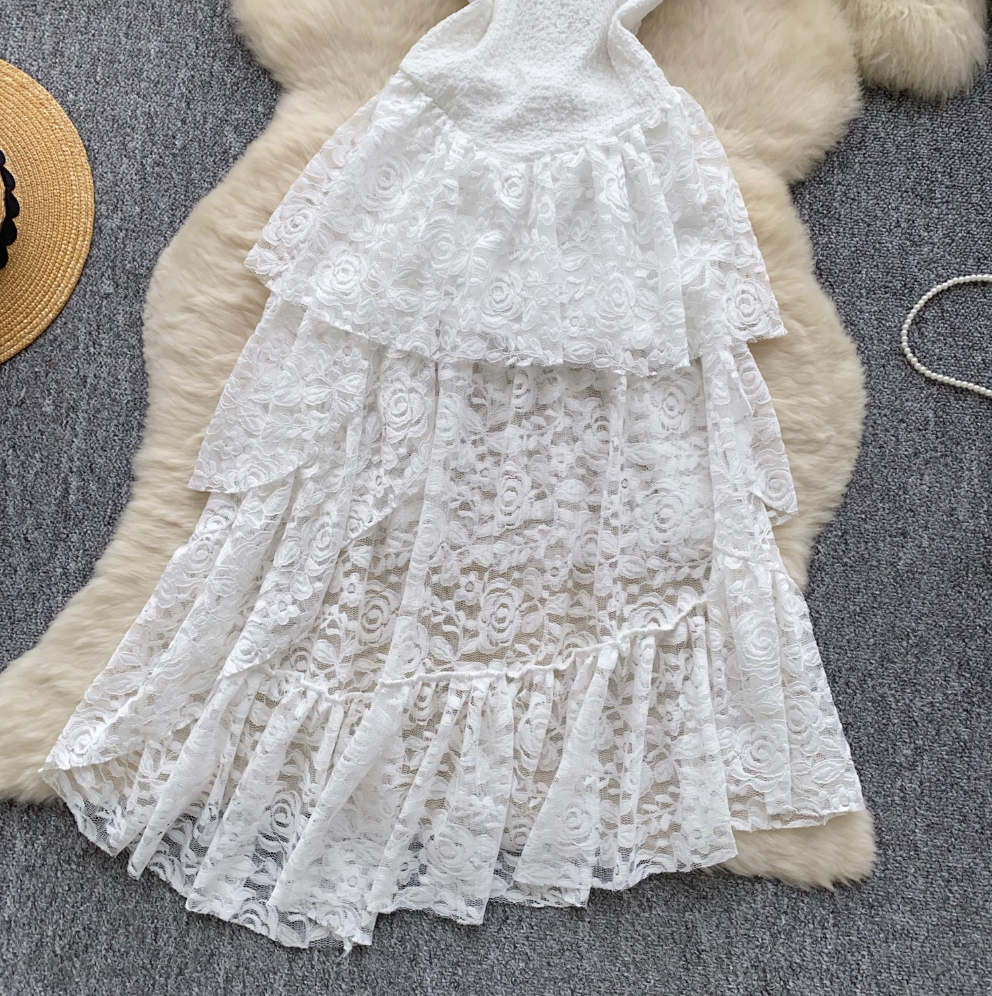 Irregular Design Lace Patchwork Slip Dress