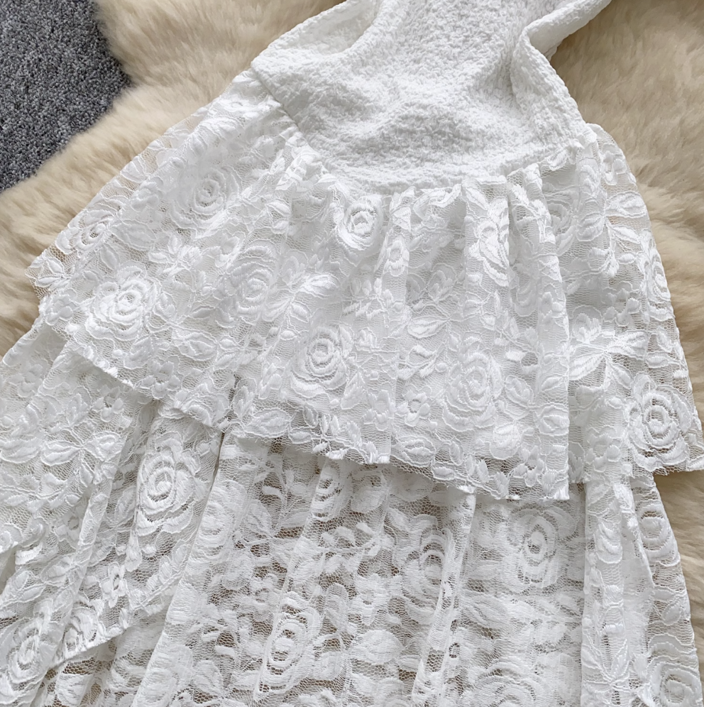 Irregular Design Lace Patchwork Slip Dress