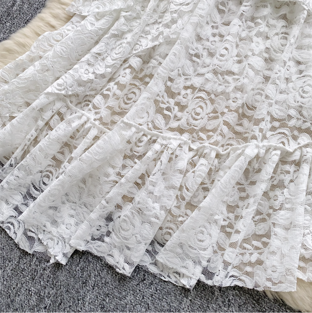 Irregular Design Lace Patchwork Slip Dress