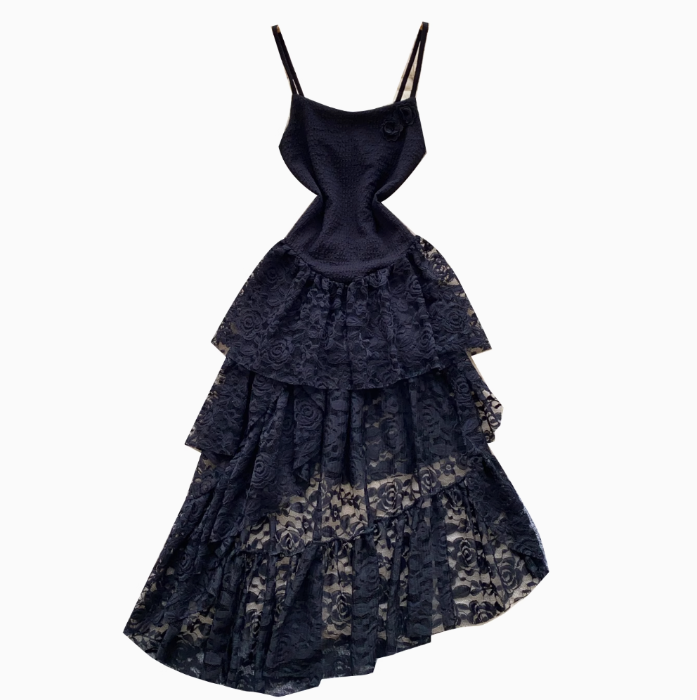Irregular Design Lace Patchwork Slip Dress