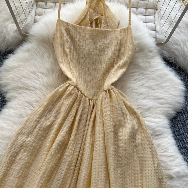 Hollowed Backless Ruffled Slip Dress