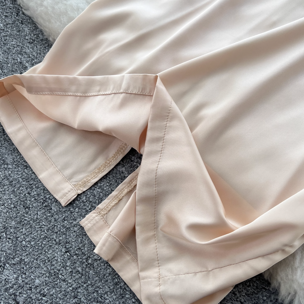 Beaded Patchwork Satin Halter Dress