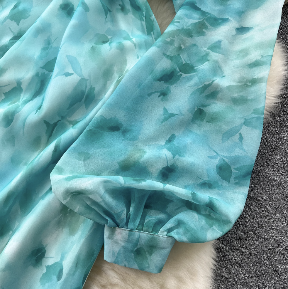 Premium V-neck Floral Printed Dress