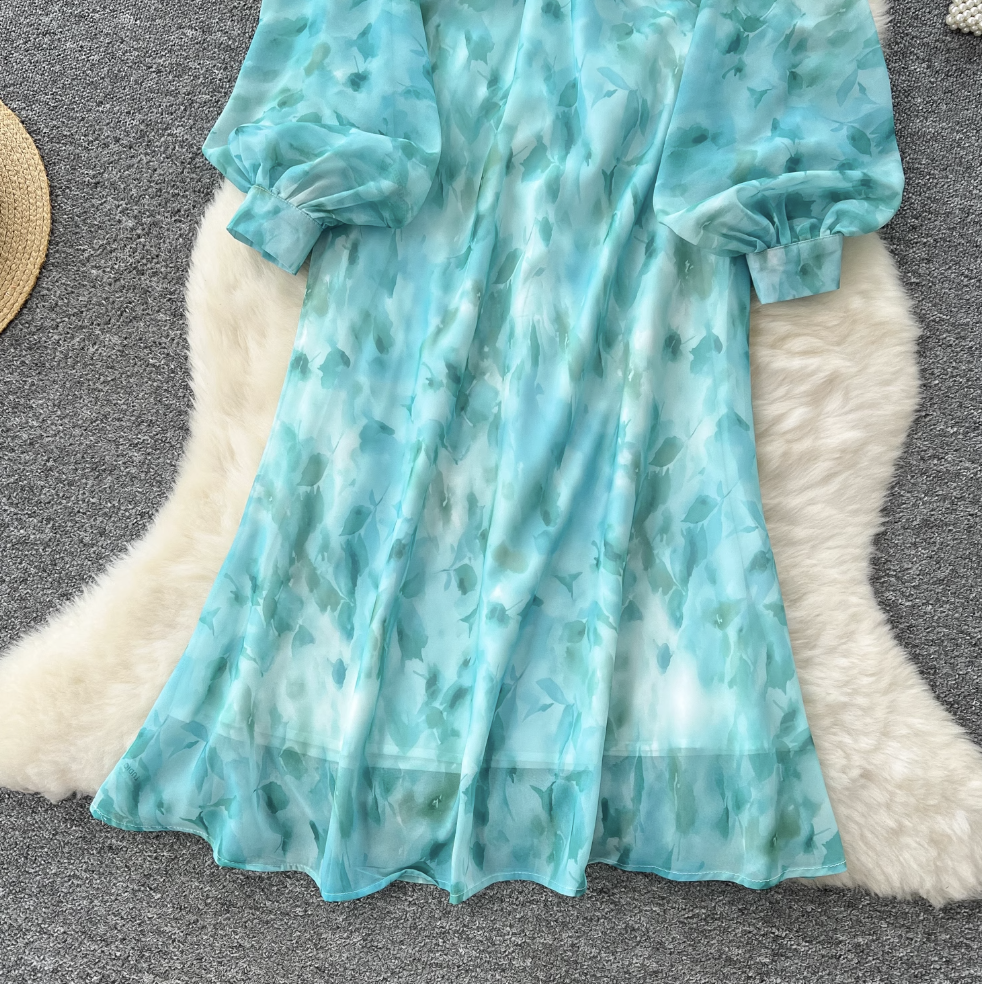Premium V-neck Floral Printed Dress