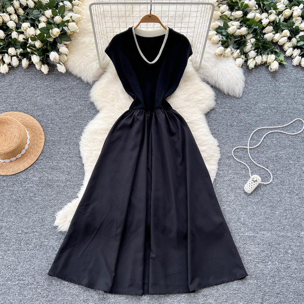 Chic Striped Knit Patchwork Dress