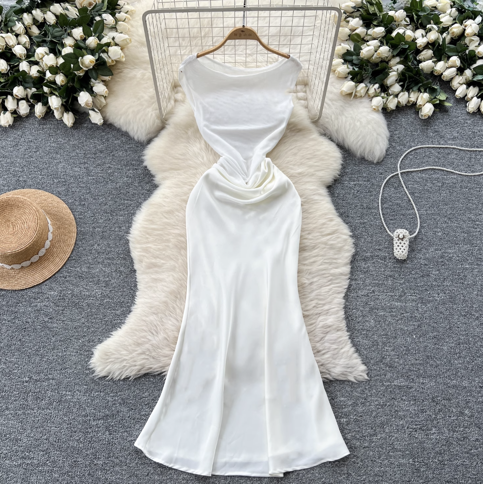Niche Sleeveless Fishtail Satin Dress