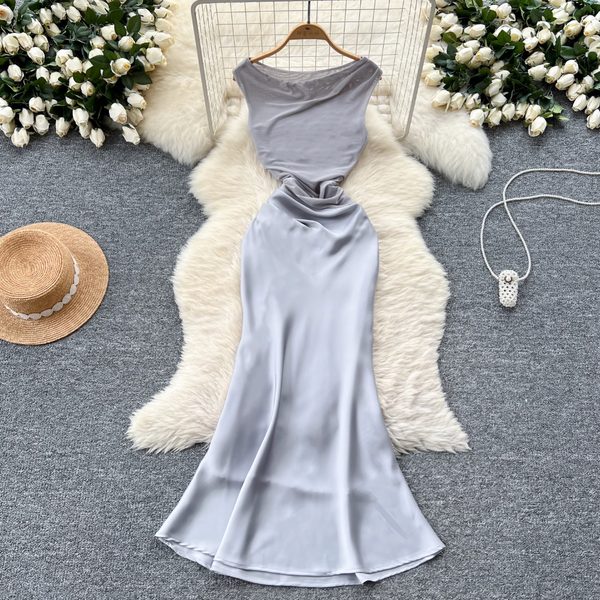 Niche Sleeveless Fishtail Satin Dress