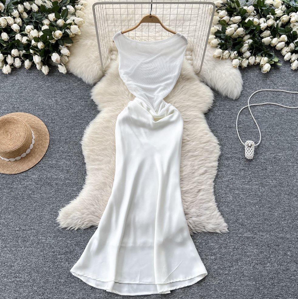 Niche Sleeveless Fishtail Satin Dress