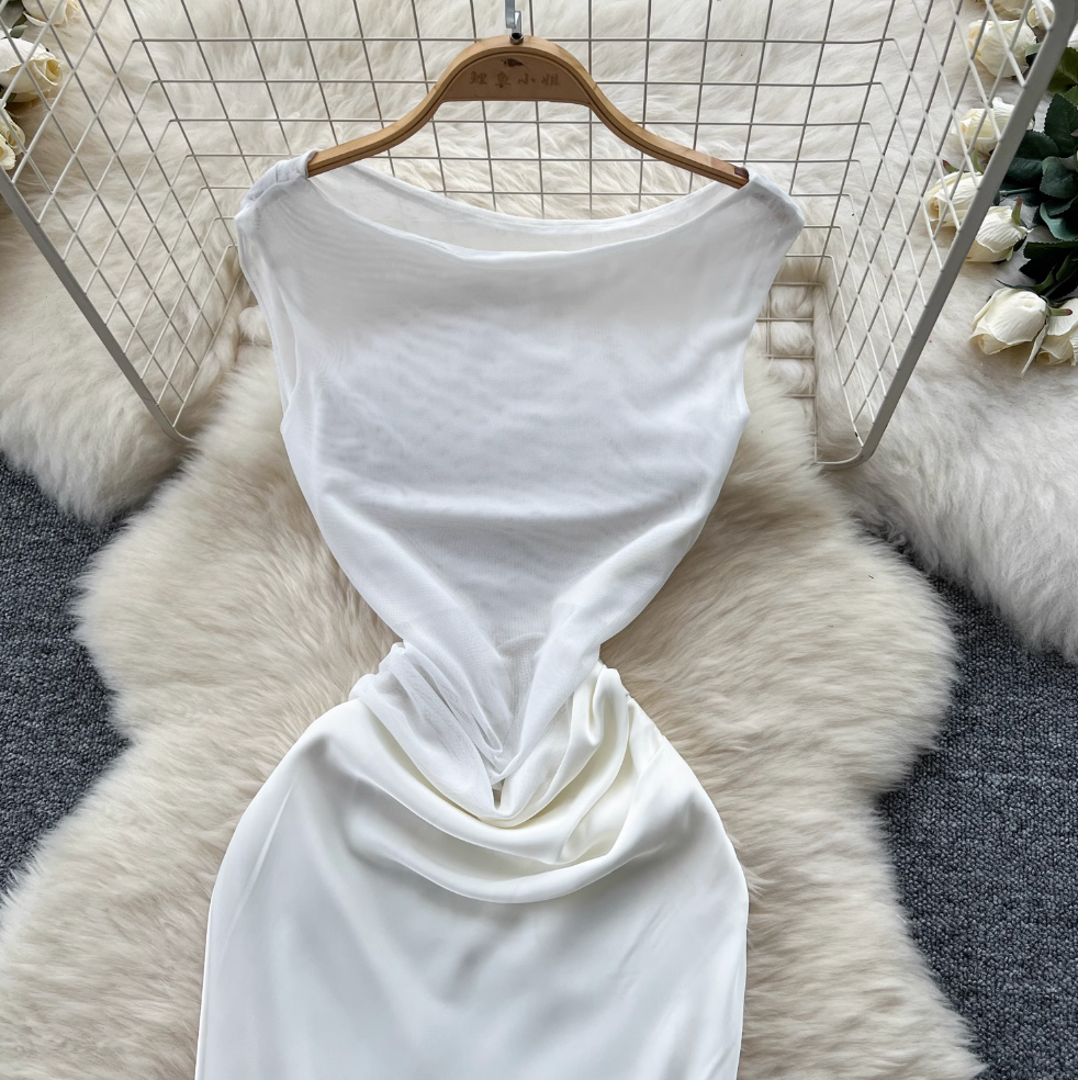 Niche Sleeveless Fishtail Satin Dress