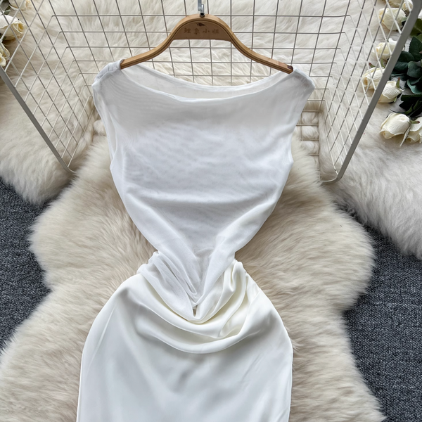 Niche Sleeveless Fishtail Satin Dress