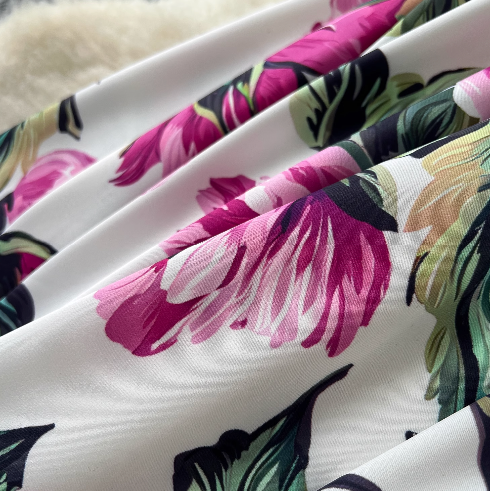 White Knitwear & Floral Skirt 2Pcs