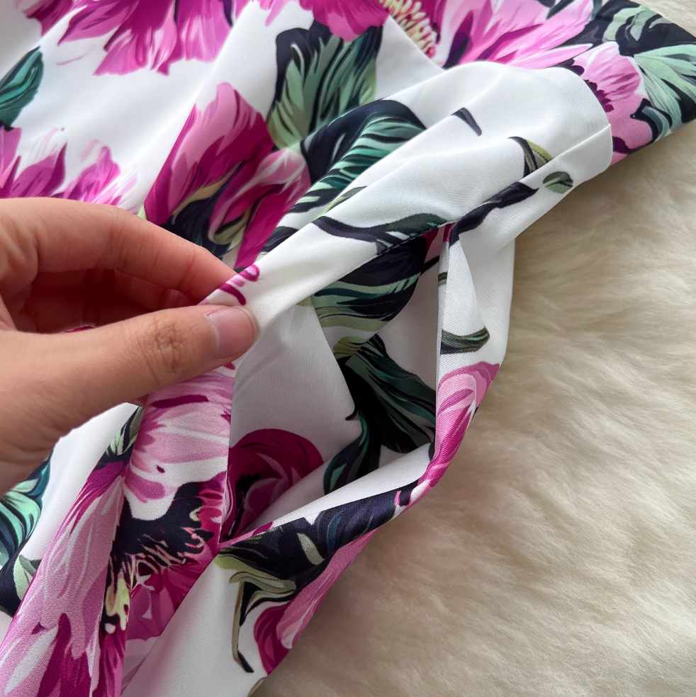 White Knitwear & Floral Skirt 2Pcs