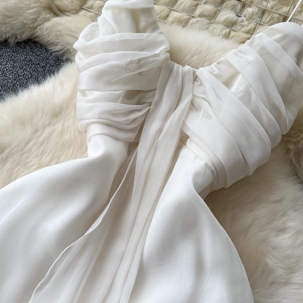Niche V-neck Apricot Chiffon Slip Dress