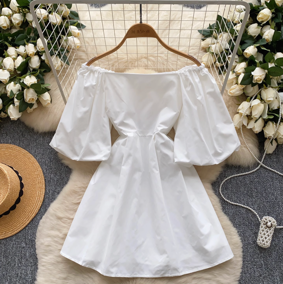 Mori Puffy Sleeve Lace-up Plaid Dress