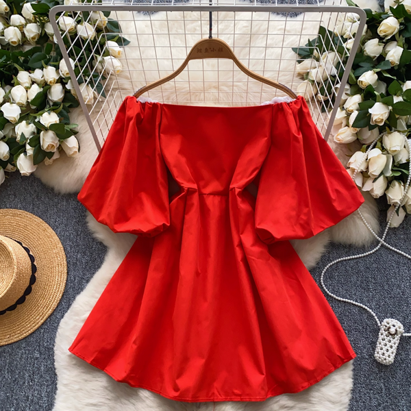 Mori Puffy Sleeve Lace-up Plaid Dress