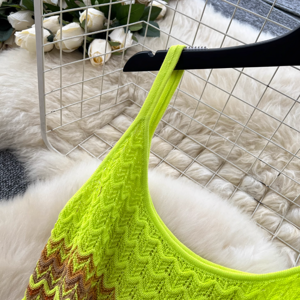 Chic Gradient Color Knitted Slip Dress