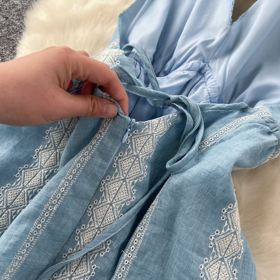 Vintage Wather Embroidered Halter Dress